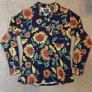 Sunflower Button Down Vintage Quizz Tailored Floral Long‎ Sleeve Women's Medium
